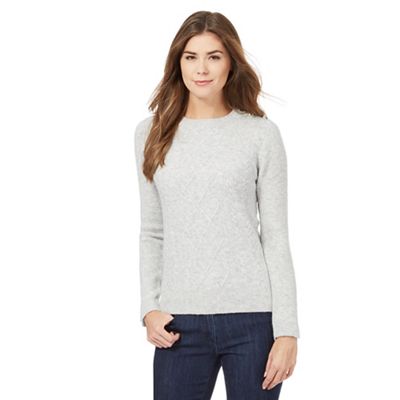 The Collection Light grey button shoulder jumper